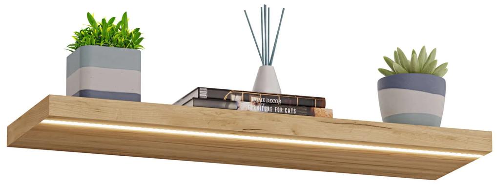 Raft suspendat LED - Stejar auriu
