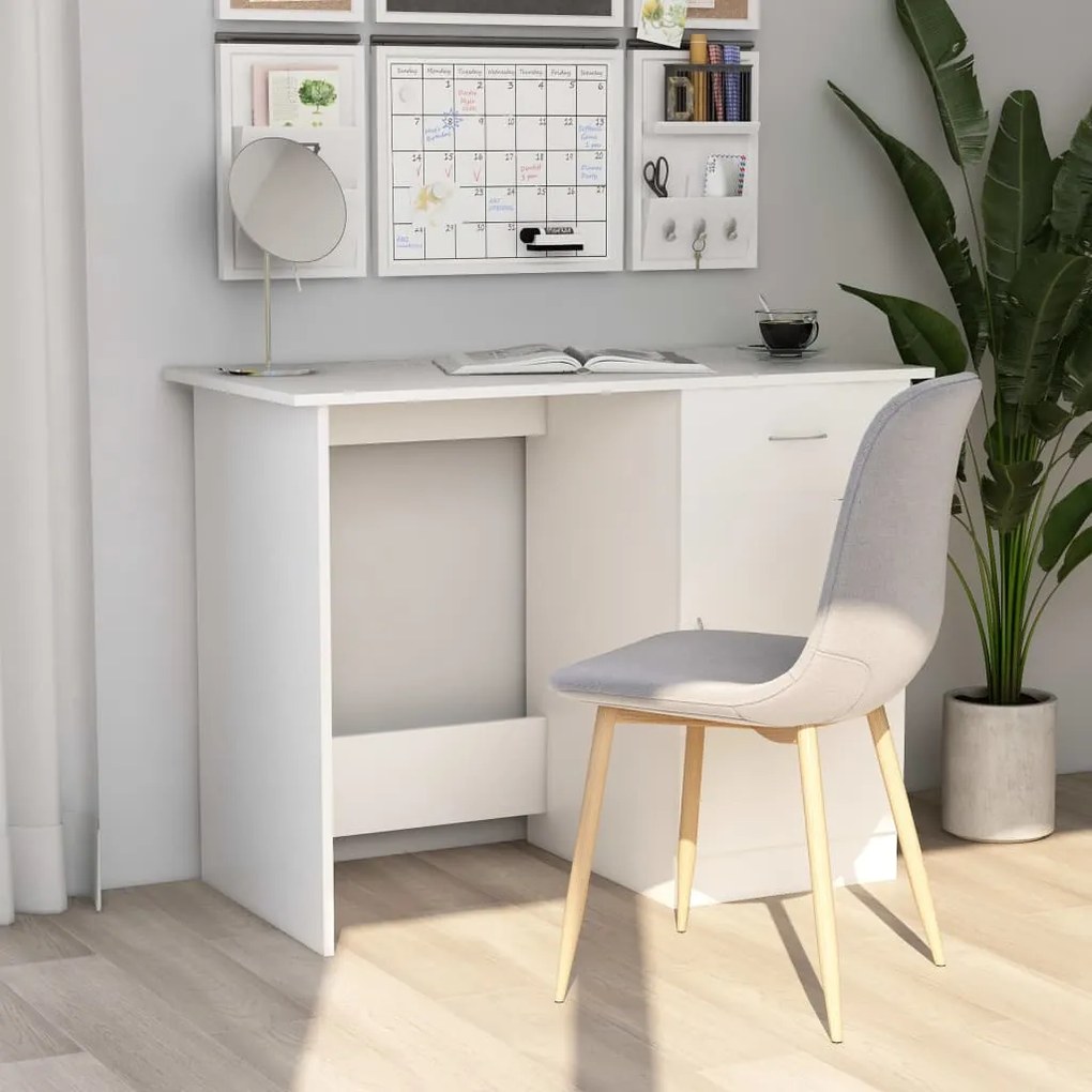 vidaXL Birou, alb, 100x50x76 cm, lemn prelucrat