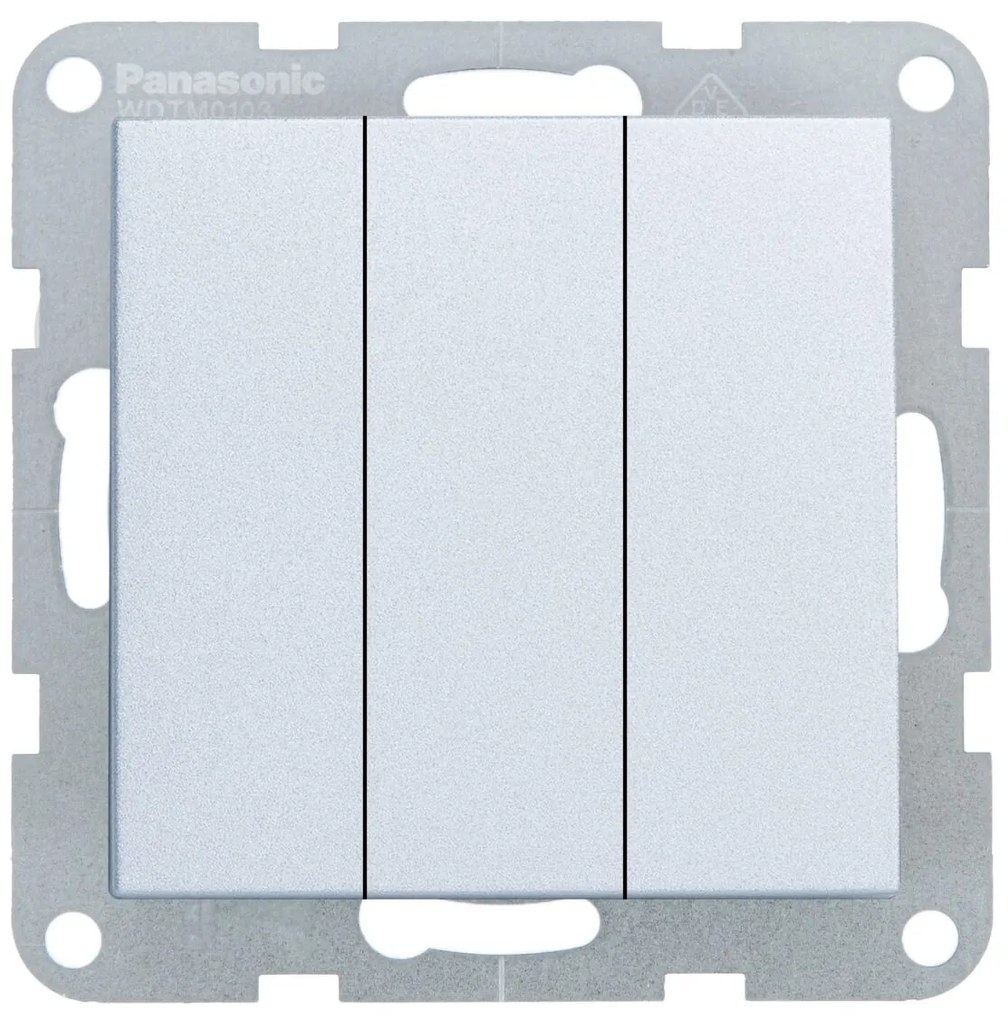 Intrerupator triplu 10A, IP20, Argintiu, Panasonic Karre Plus 55