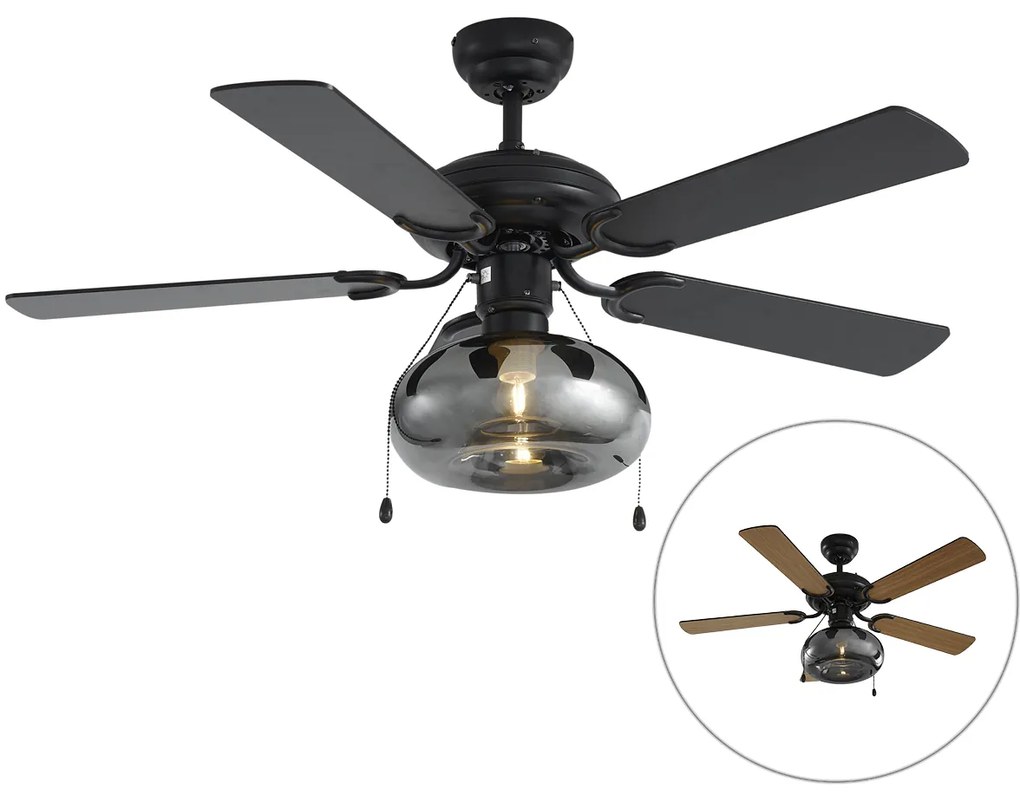Ventilator de tavan negru 107,5 cm cu comutator cu lanț - Mistral Busa