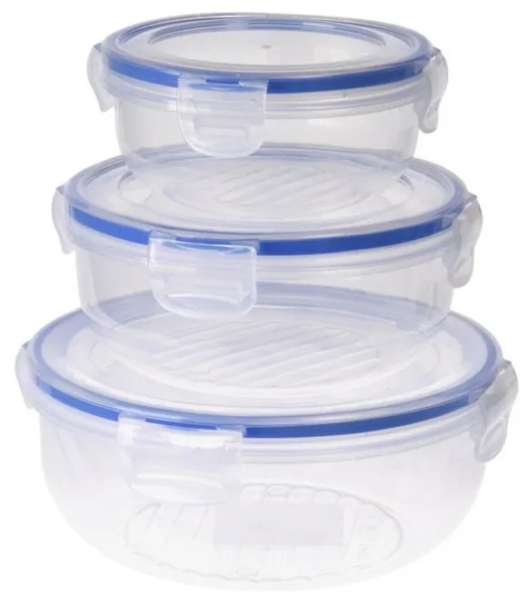 Set de caserole din plastic EH cu capac, 3 buc, 3dimensiuni