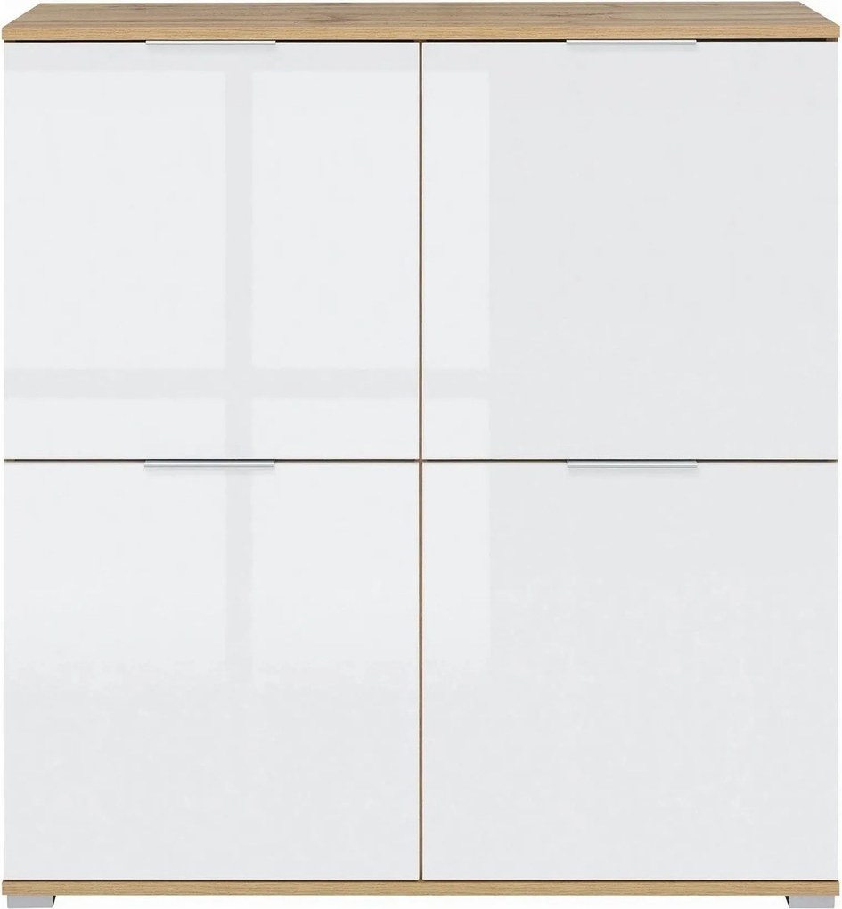 Comoda ZELE KOM4D, alb/stejar wotan, PAL, 104x41x106 cm
