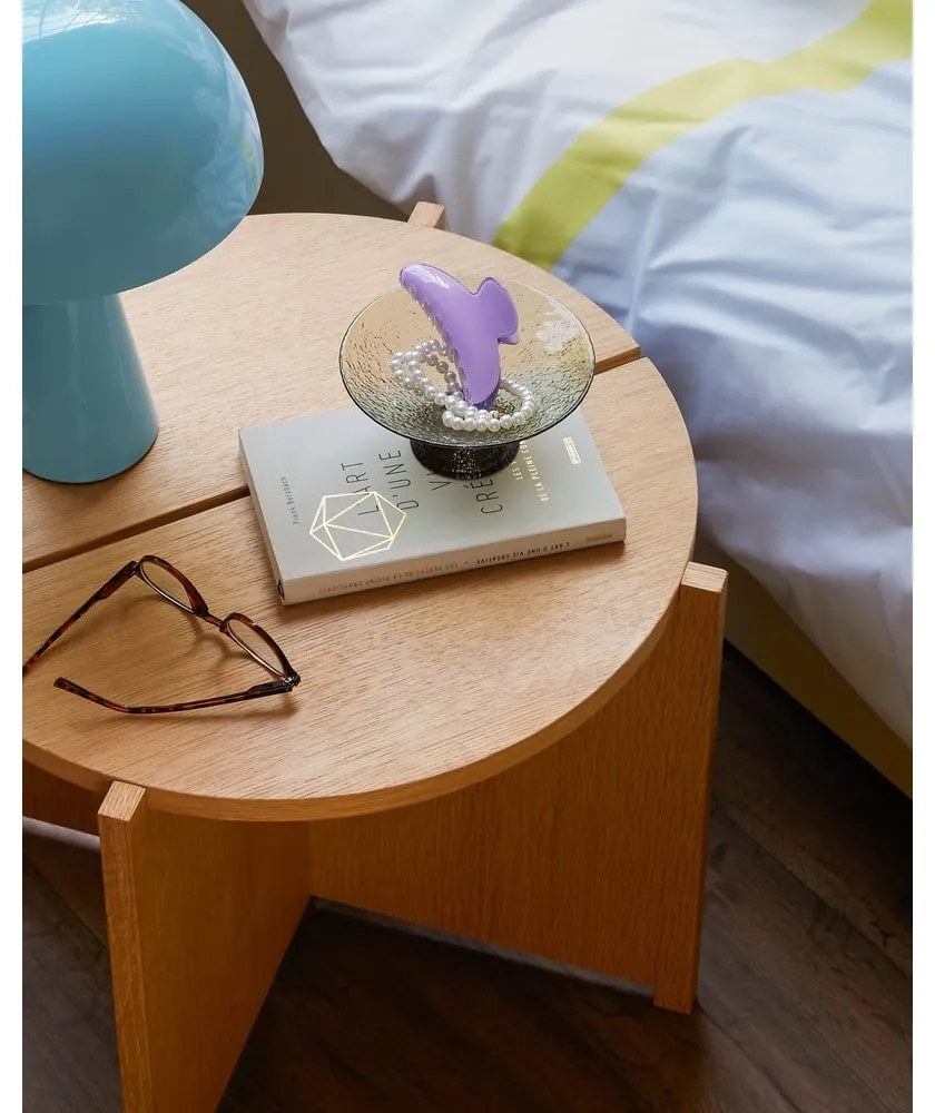 Măsuță auxiliară rotundă cu aspect de lemn de stejar ø 55 cm Dash – Hübsch