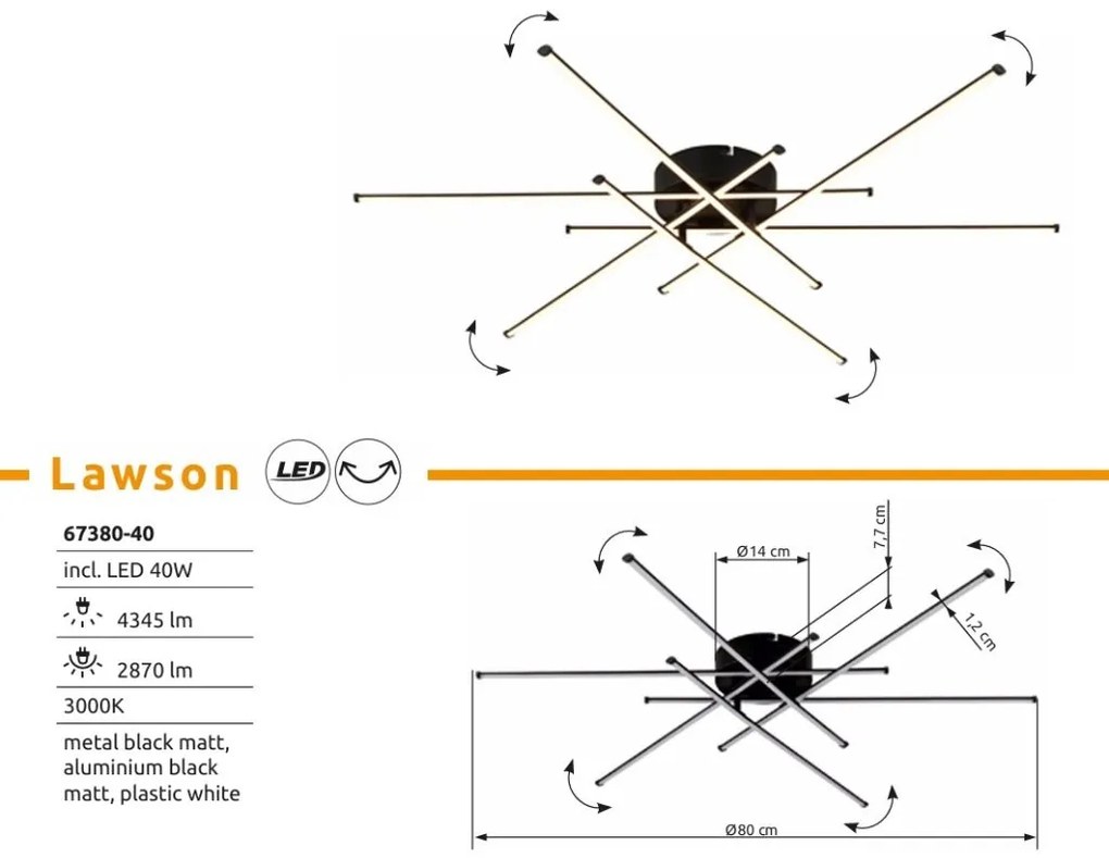 Plafoniera LED metal negru mat LAWSON