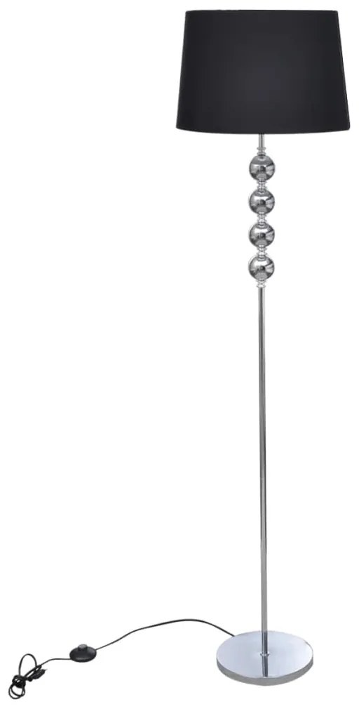 Lampă de podea abajur suport înalt, 4 bile decorative, negru