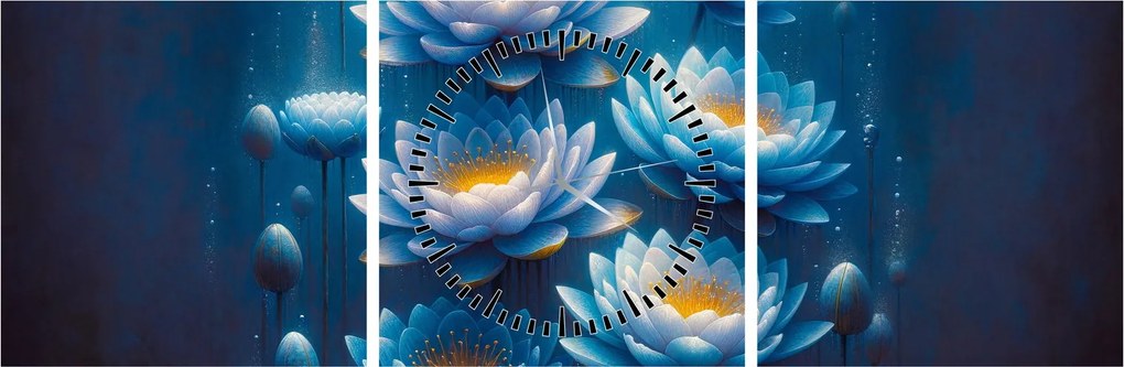 Tablou - Nuferi sub apă (cu ceas) (90x30 cm)