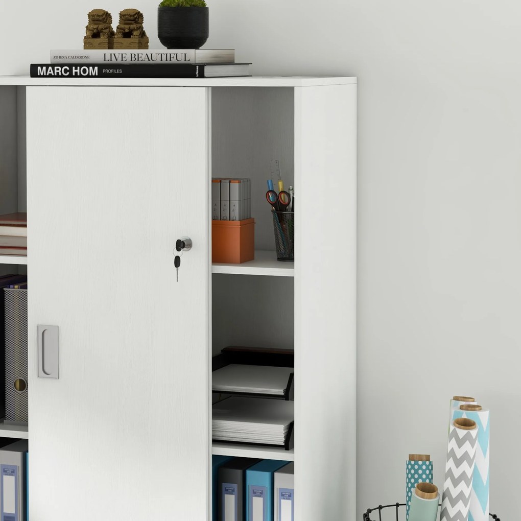 Vinsetto Dulap pentru birou cu 3 rafturi si 2 chei de siguranta, mobilier pentru birou din PAL, 80x40x120 cm, alb