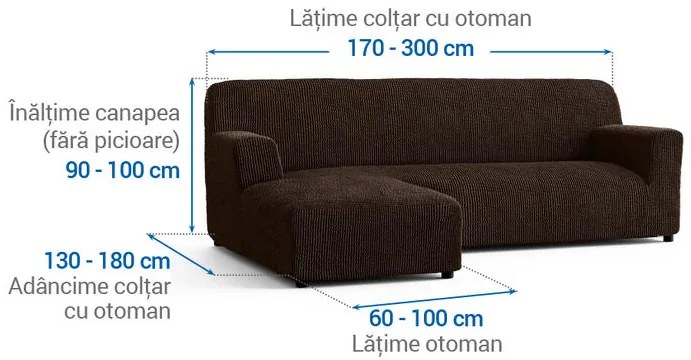 Huse bielastice COSTINA tutunului canapea cu otoman stânga (l. 170 - 300 cm)