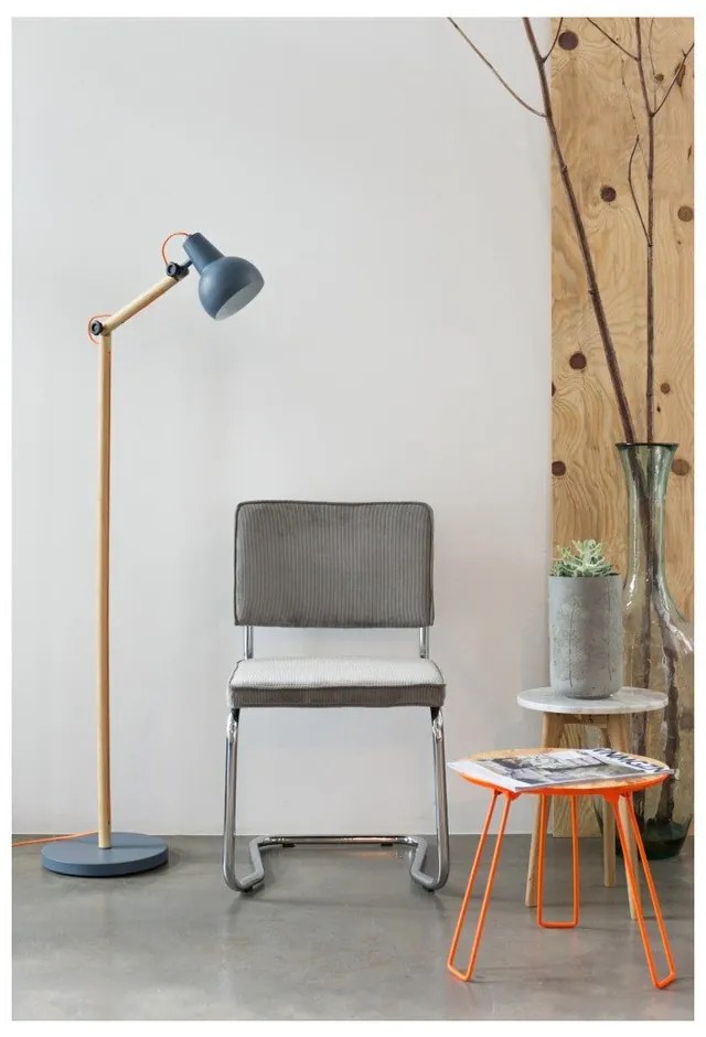 Scaune de dining gri balansoar 2 buc. tapițate Ridge Kink Rib – Zuiver