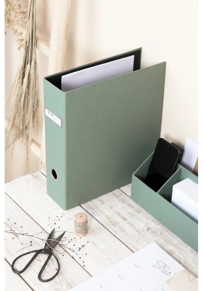 Organizator verde pentru documente din carton Archie Canvas Paper Laminate – Bigso