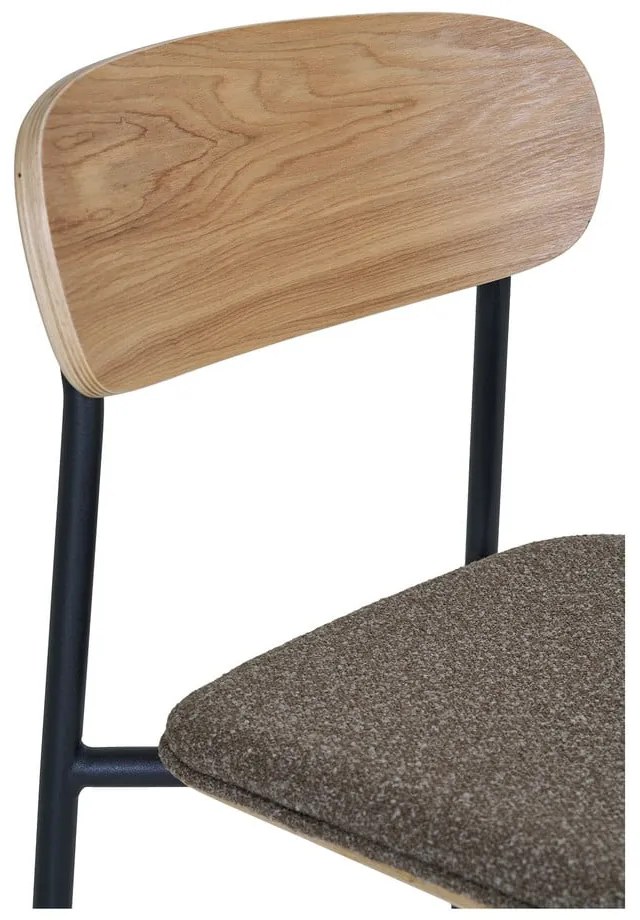 Scaun de bar negru/maro stivuibil cu aspect de lemn de frasin (înălțime șezut 66 cm) Estepona – House Nordic