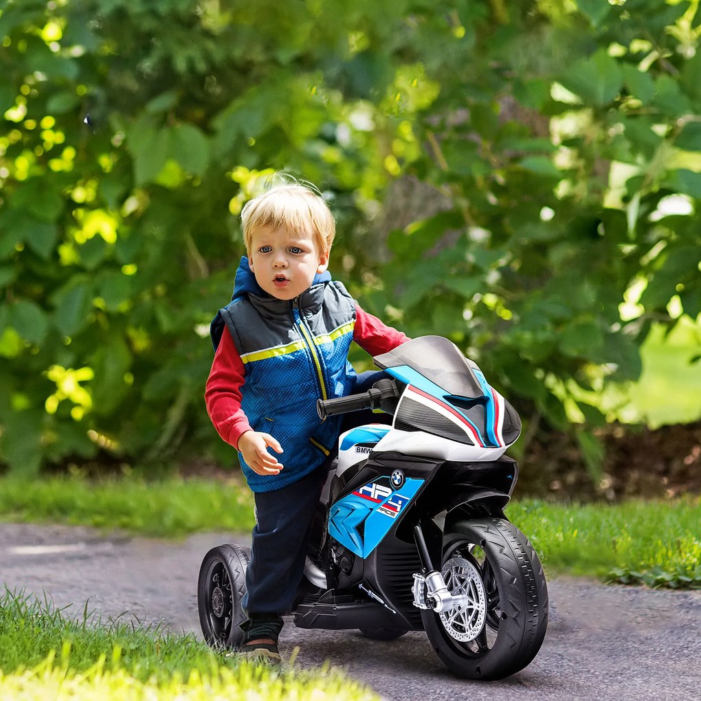 Motocicleta electrica pentru copii 18-60 luni HOMCOM BMW HP4 cu licenta, 3 roti 6V, Albastru| Aosom Romania
