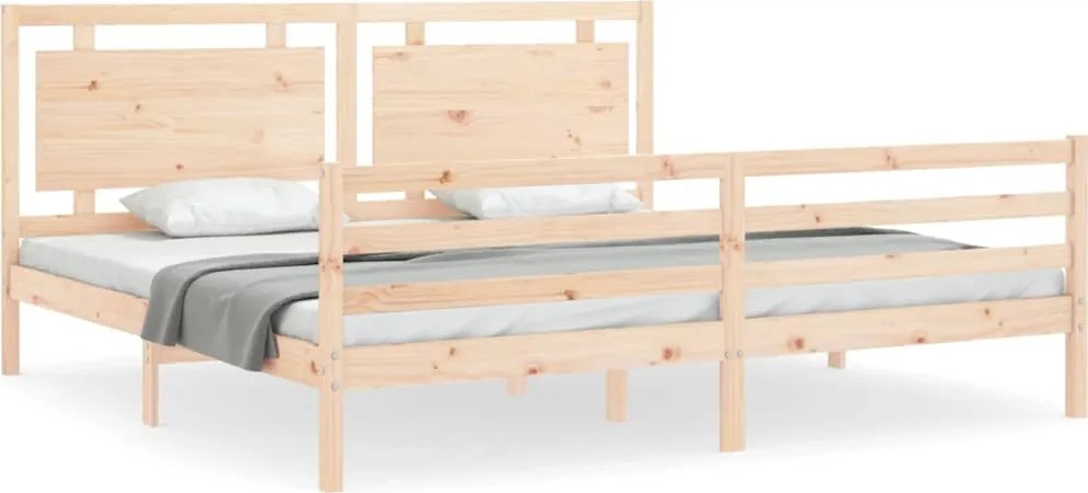 vidaXL Cadru pat cu tăblie 200x200 cm, lemn masiv de pin