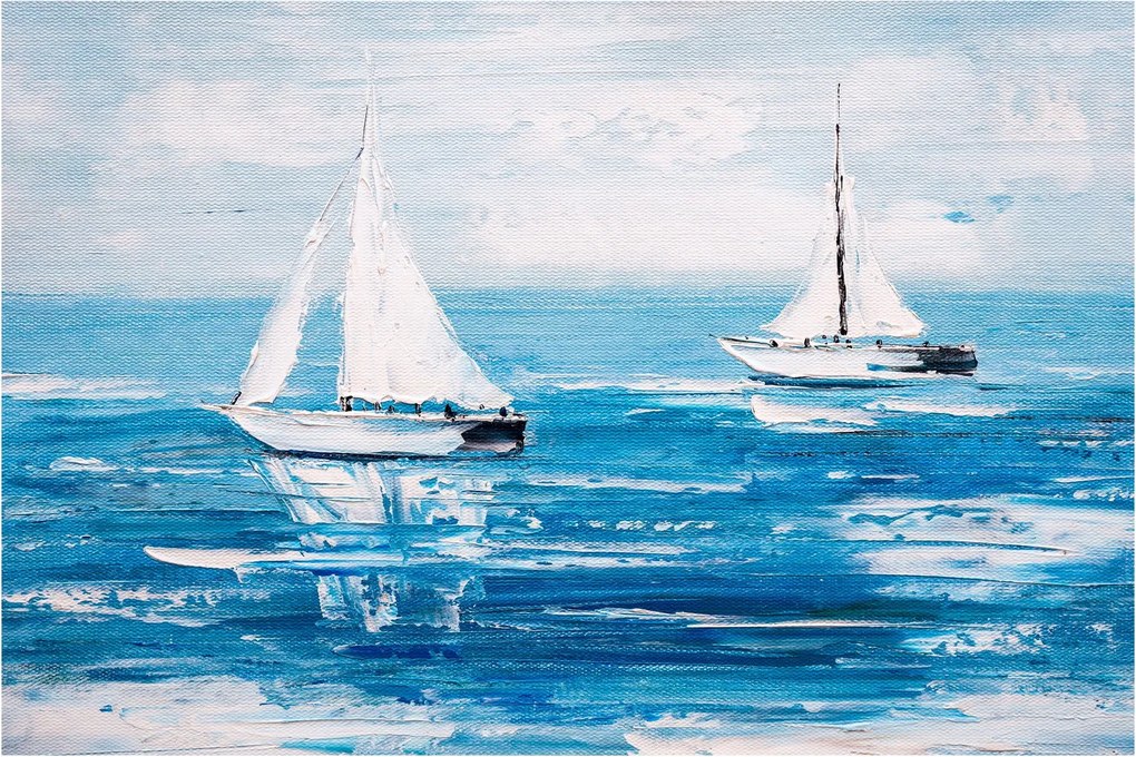 Tablou - Pictură yacht pe mare (90x60 cm)
