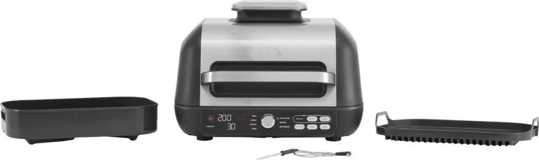 Gratar electric Ninja Foodi MAX PRO AG651EU, 2460W, 3.8L, Functie gratar si Air fryer, Cyclonic Air, Smart Cook, Negru/inox