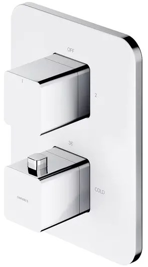 Baterie cada - dus incastrata Omnires Parma termostatata  - alb cu corp ingropat