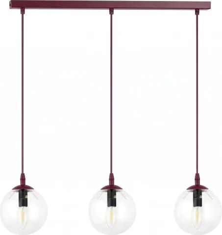Candelabru cu cablu COSMO 3xE14/10W/230V roșu/transparent