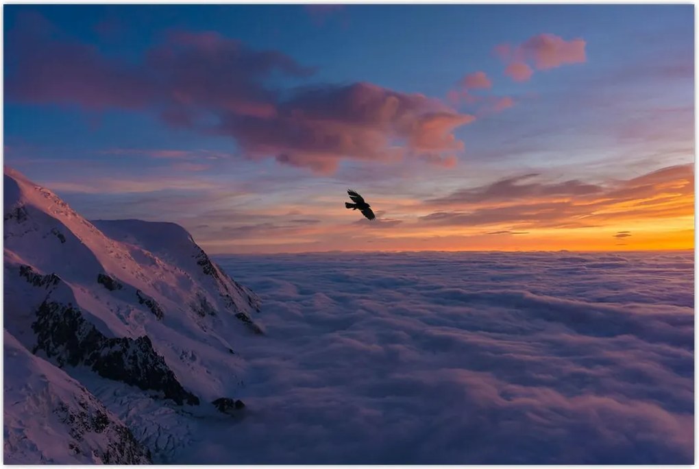 Tablou în apus de soare, Mont Blanc (90x60 cm)