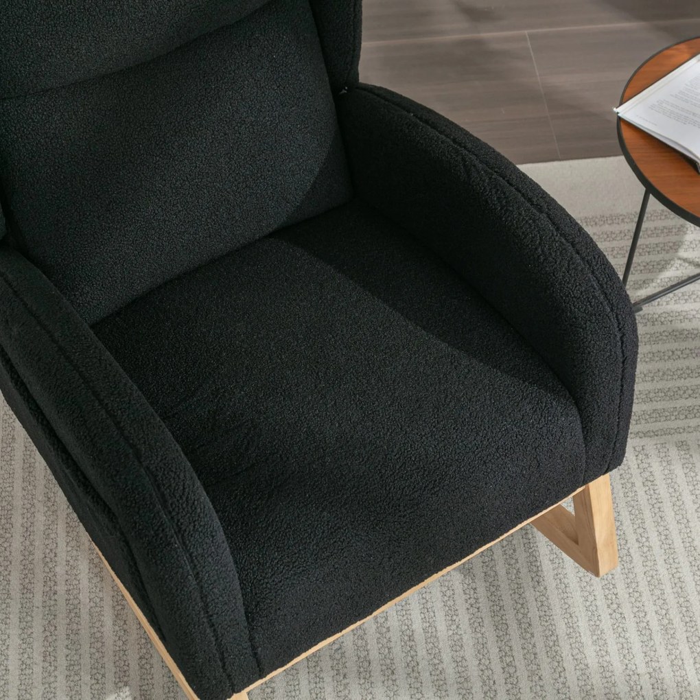Scaun balansoar modern cu husă din material Teddy, Negru | Aosom Romania