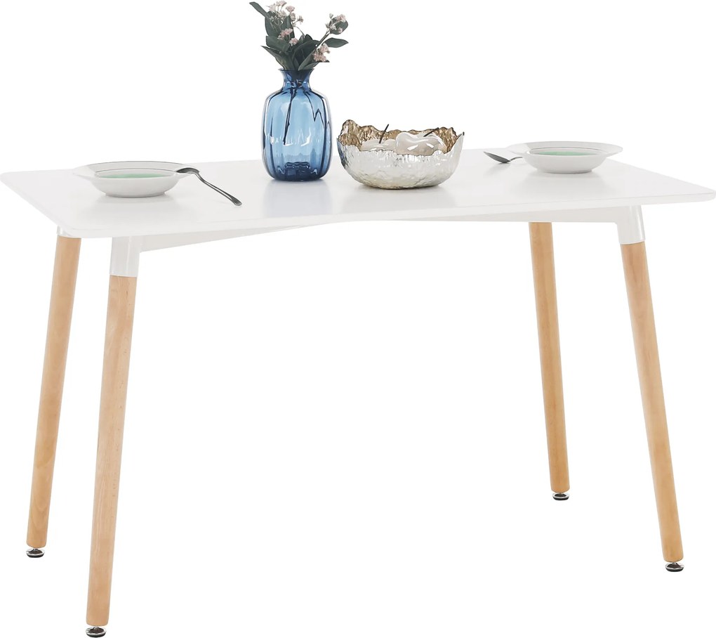 Masă dining, alb/fag, 120x80 cm, DIDIER 5 NEW