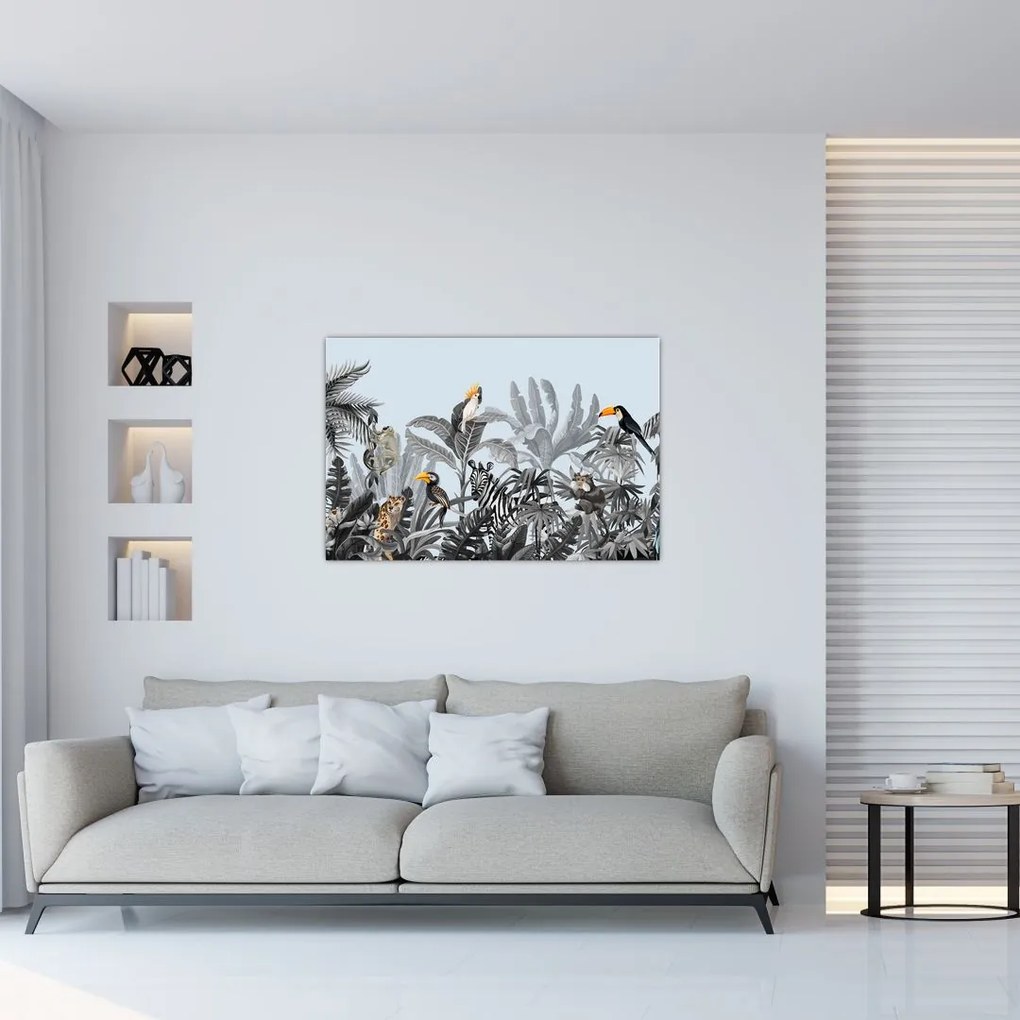 Tablou - Animale în pădurea tropicală (90x60 cm)