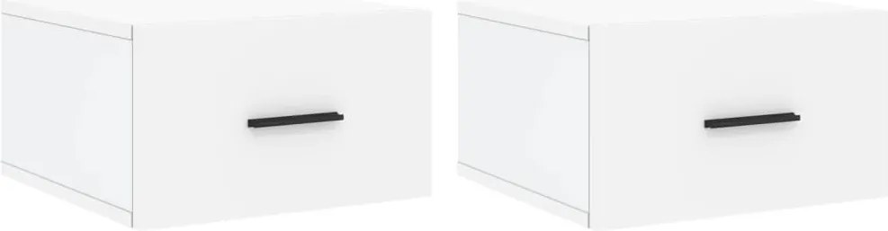 vidaXL Noptiere de perete, 2 buc., alb, 35x35x20 cm