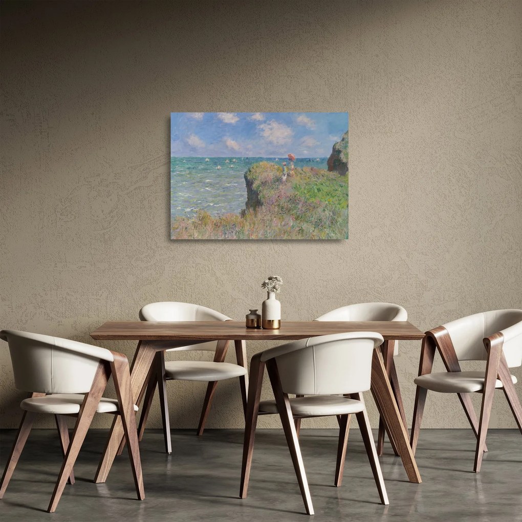 Tablou pe sticlă - Claude Monet, Cliff Walk at Pourville, reproducere (70x50 cm)
