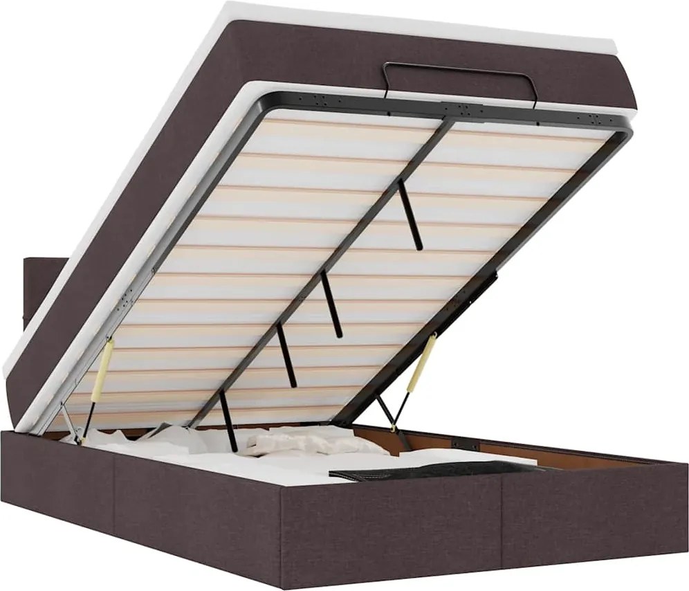 vidaXL Cadru de pat otoman cu saltea țesătură maro închis 120x190 cm