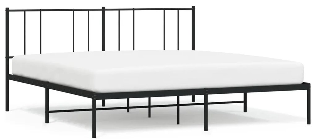 352486 vidaXL Cadru de pat metalic cu tăblie, negru, 193x203 cm