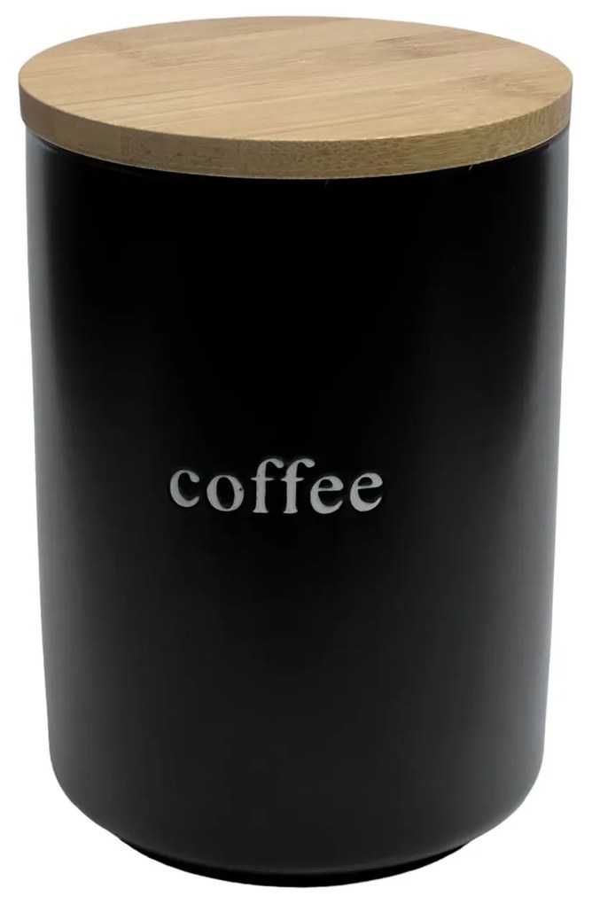 Borcan din Ceramica cu capac, COFFEE, Negru, 13 x 19 cm