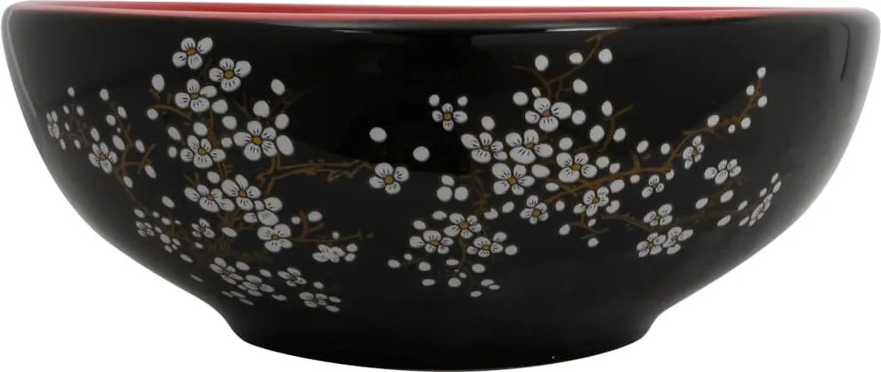 vidaXL Lavoar de blat, negru și roșu, rotund, Φ41x14 cm, ceramică