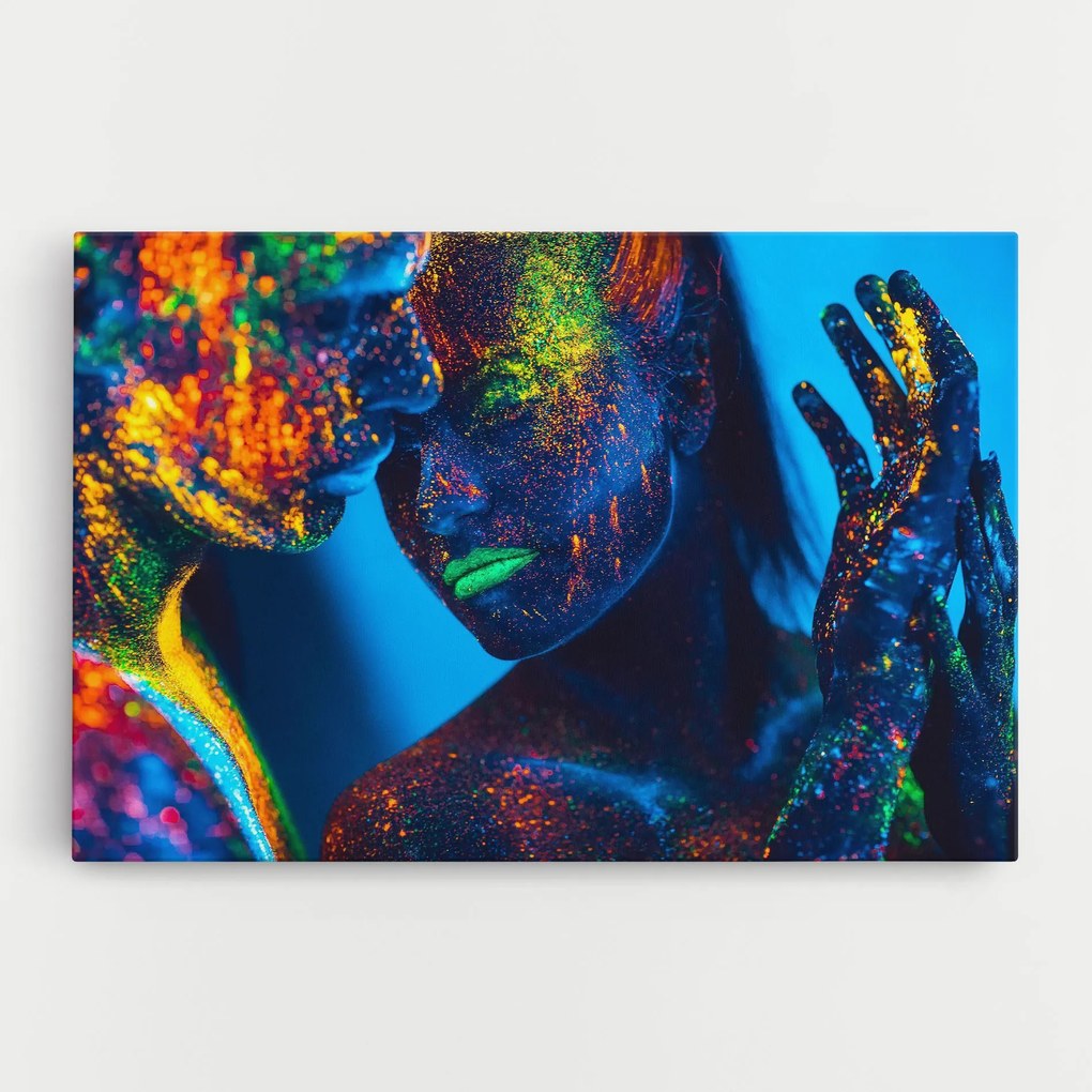 Tablou Canvas, 70x100cm, Dormitor si Living, Abstracte, Culori vibrante, Fluorescent Couple