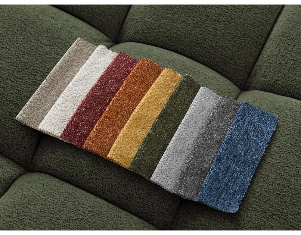 Colțar verde extensibil/cu spațiu de depozitare cu tapițerie din chenille (cu colț pe partea dreaptă/în formă de "U") Everest – Bobochic Paris