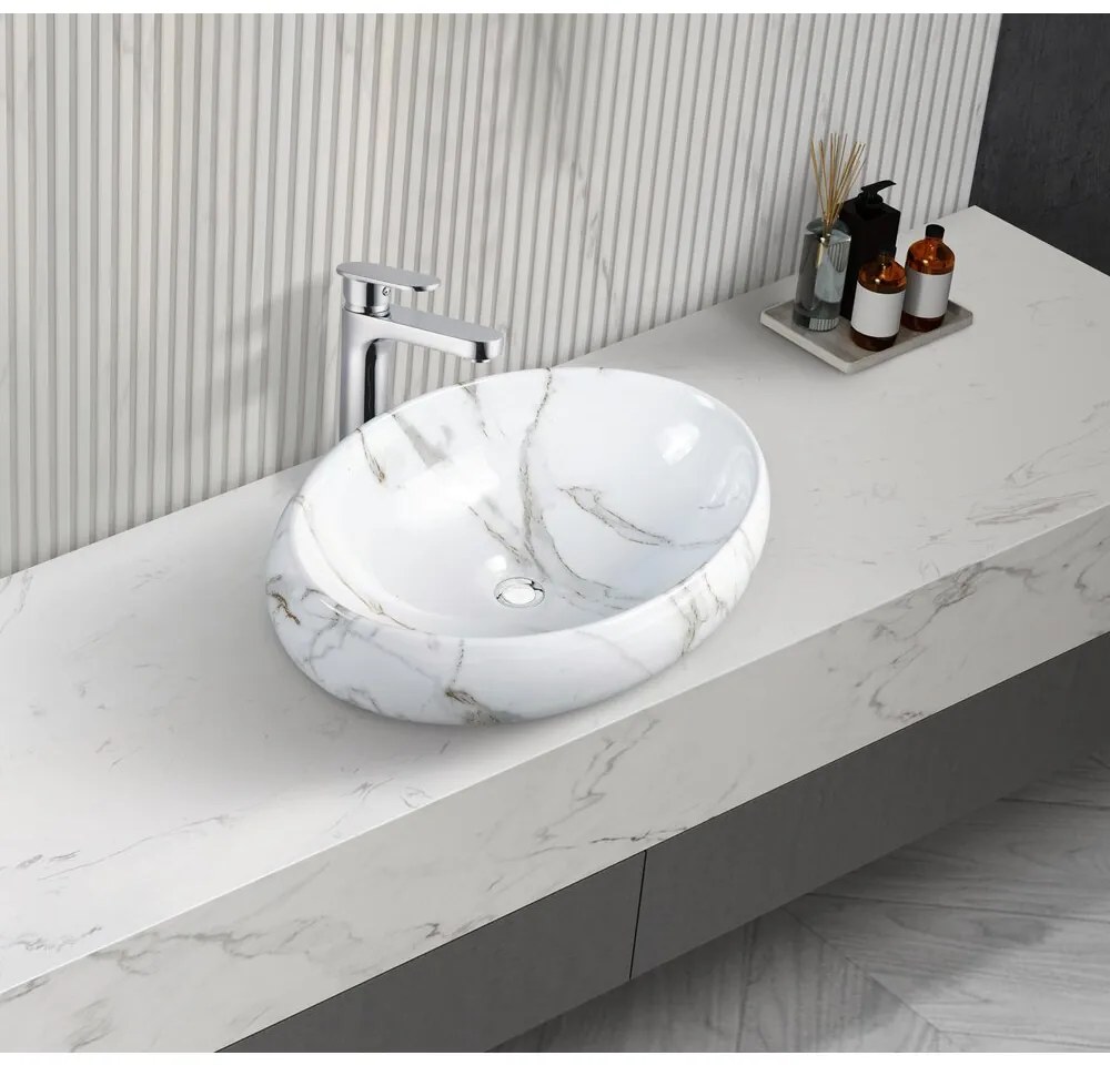 Lavoar pe blat stil marmura Rune Balder 49 cm