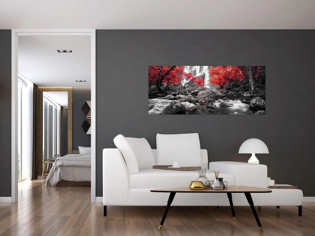 Tablou - Cascade în peisajul de toamnă (120x50 cm)