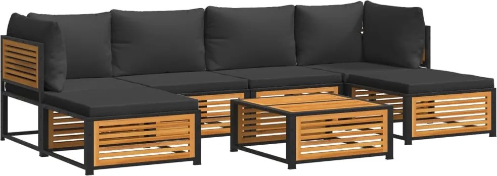 vidaXL Set canapele grădină cu perne, 7 piese, lemn masiv acacia