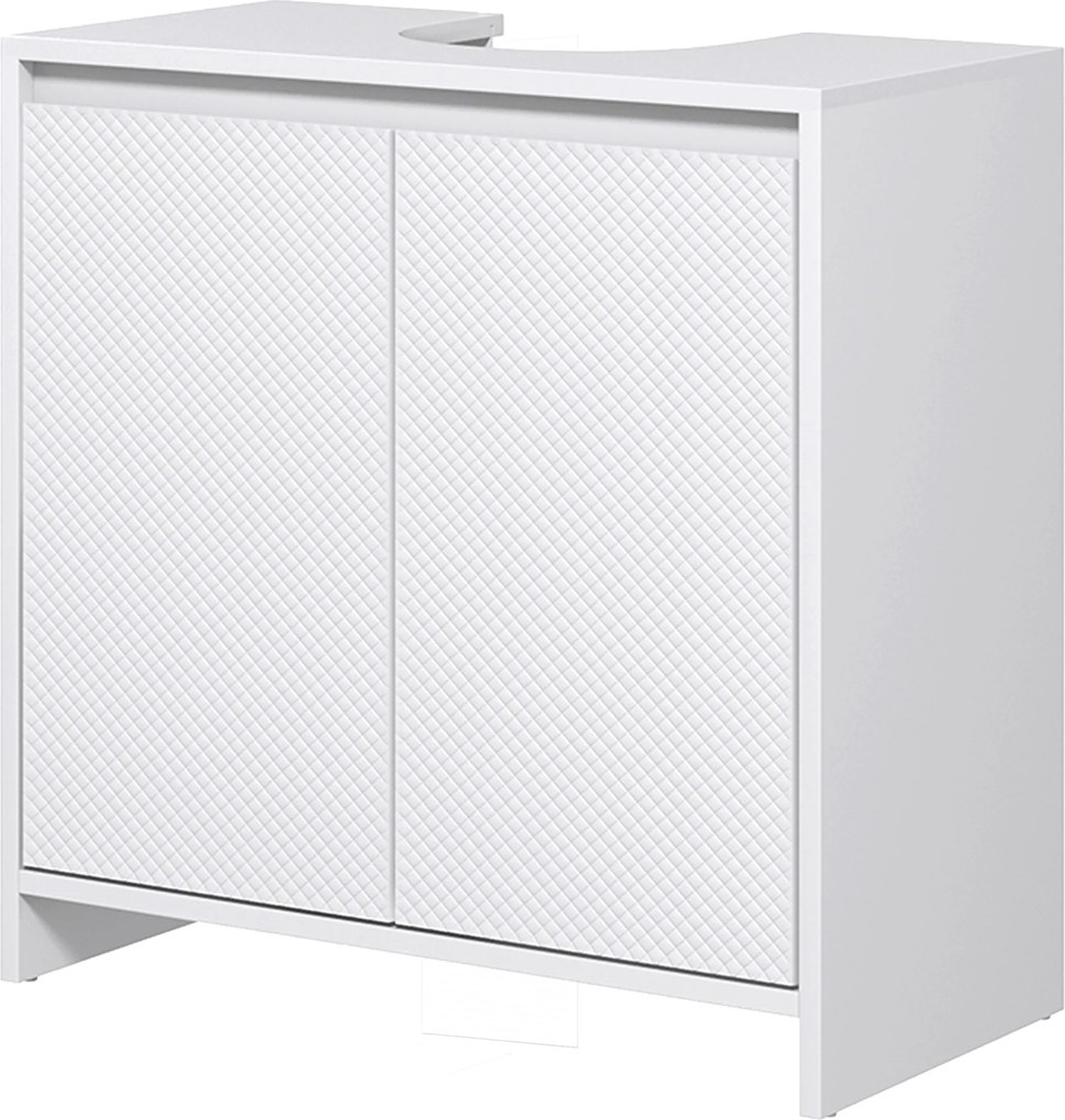 HOMCOM Mobilier Sub Chiuvetă pentru Baie cu 2 Uși, Dulap de Baie cu Decupaj în U pentru Țevi, 60x30x60 cm, Alb | Aosom Romania