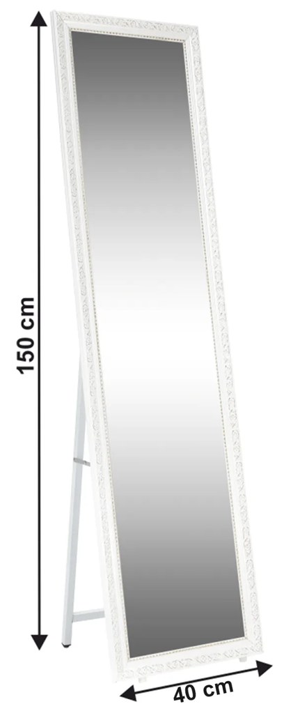 Oglinda de podea, alb ornament auriu, LAVAL