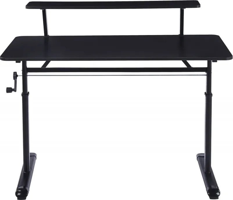 ERGOLEV WX-007 – Birou Reglabil Manual cu Înălțime Ajustabilă 65–90 cm, Blat Monobloc din PAL de Înaltă Densitate 15 mm, Cadru Metalic din Oțel, Raft Superior Integrat, 120x60 cm, Negru