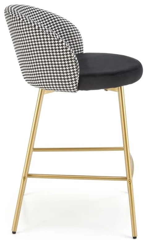 Scaun de bar tapitat H113 alb/negru