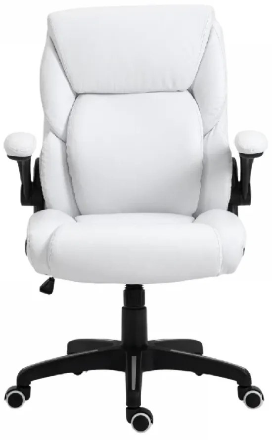 RESIGILAT- Scaun directorial, Rezistent 150 kg, Sezut cu Arcuri Metalice și Spumă, inaltime reglabila, piele ecologica, Alb