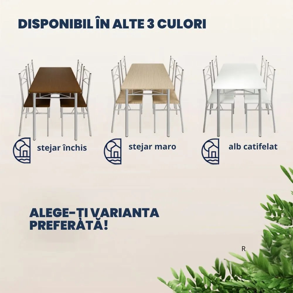 Set de mese de dining PAUL, 5 bucăți, maro natural Casaria