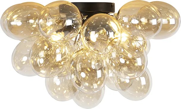 Plafonieră inteligentă neagră cu sticlă ambră 6 lumini incl. Zigbee G9 - Uvas