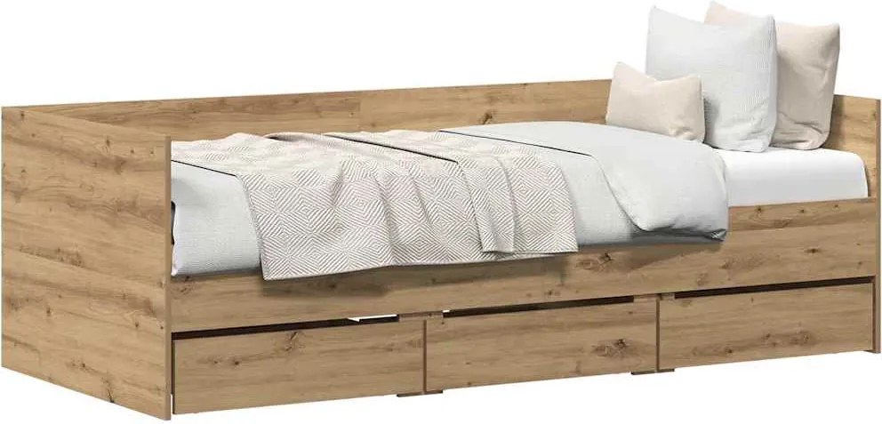 vidaXL Daybed cu headboard Stejar Artizanal 90 x 190 cm Lemn compozit