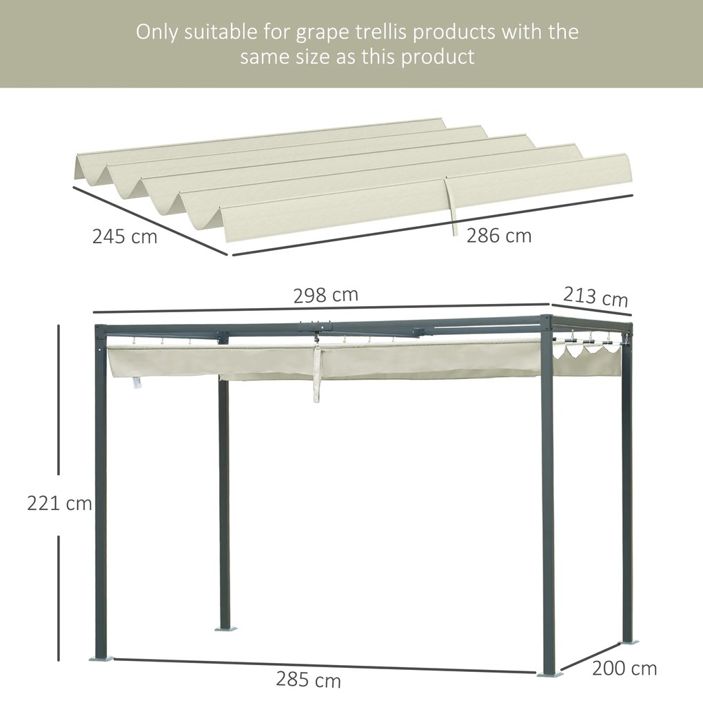 Outsunny Acoperiș de schimb pentru pergolă, material de înlocuire, protecție solară Anti-UV 30+ pentru pergolă de 3 x 2 m | Aosom Romania