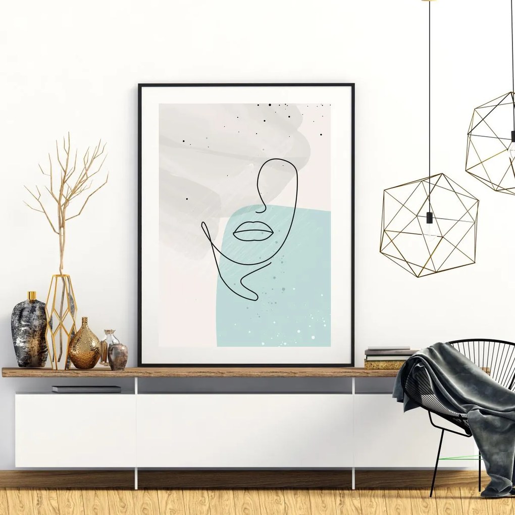 Poster - Abstracție cu fața de femeie (A4)