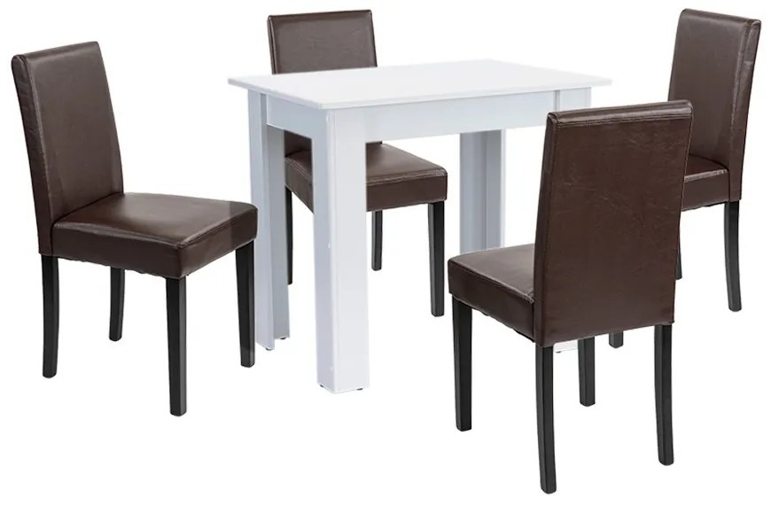 Set de masă Leon 4+1 alb-maro