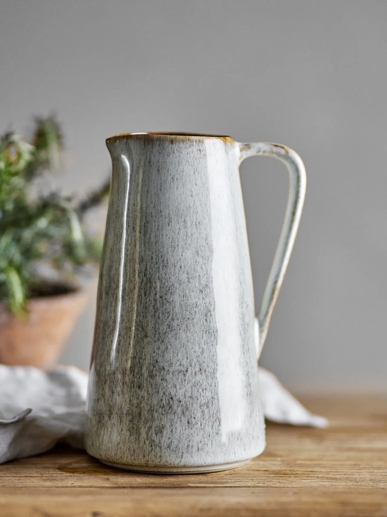 Carafă din ceramică artizanală natur cu finisaj texturat în tonuri de bej și maro, 1500 ml, 13×24 cm, „Fleur"