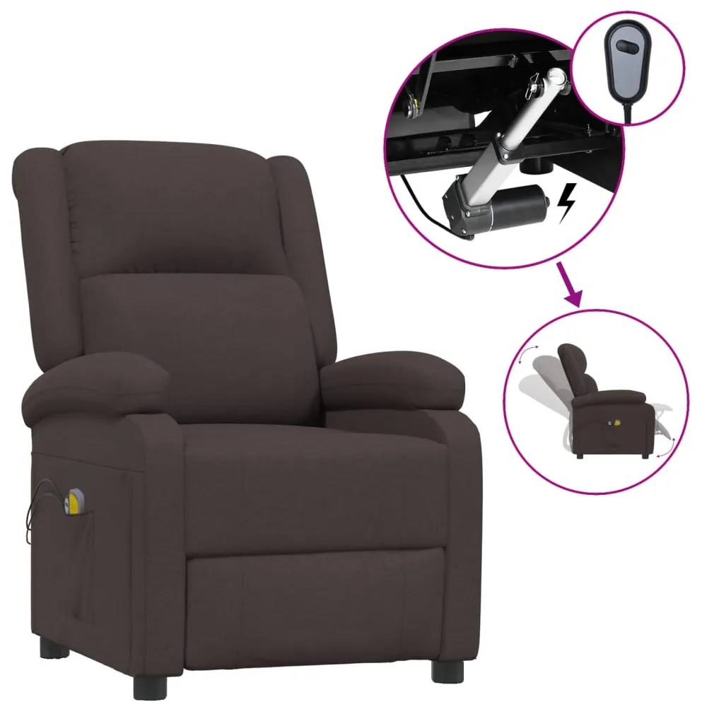 3098363 vidaXL Fotoliu de masaj electric, maro închis, material textil