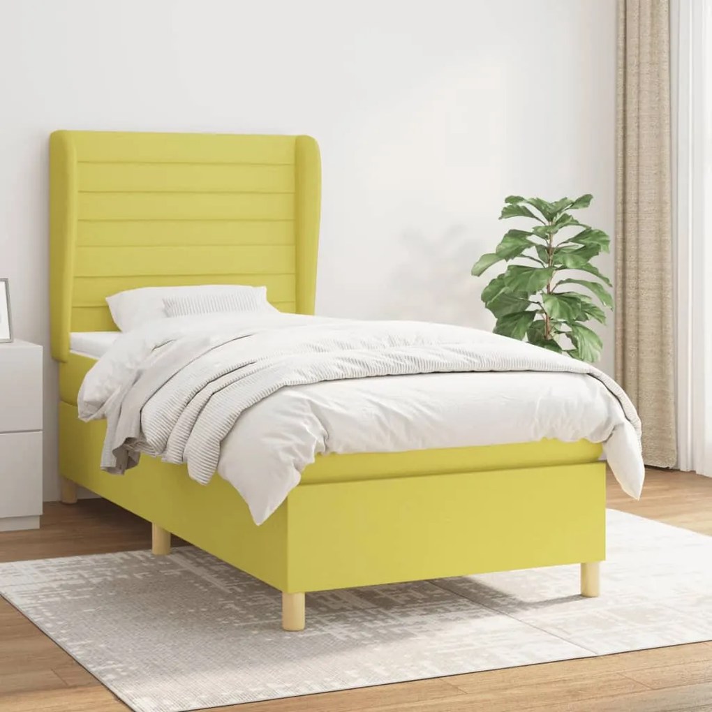 3128564 vidaXL Pat box spring cu saltea, verde, 80x200 cm, textil